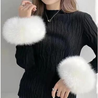 Imagem de Mangas Decorativas De Inverno Para Mulheres Com Pelúcia, Protetores De