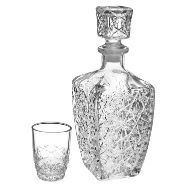 Imagem de Garrafa/Copos Licor Vidro Transparente 780Ml/85Ml Bormioli Rocco Dedalo 7 Peças