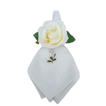 Imagem de Jogo Porta Guardanapo em Argola modelo Rosa Branca 4 pçs - Maria Flor