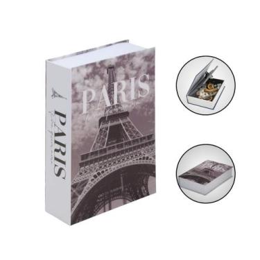 Imagem de Cofre Livro Camuflado Chaves Discreto Porta Jóias Mod Paris - Losan