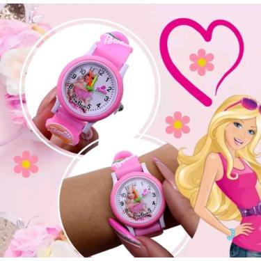 Imagem de Kit Relógio Infantil Analógio Menina Princesa Disney Desenho 3D Silico
