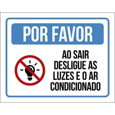Imagem de Placa Acm Por Favor Azul Ar Condicionado 18X23 - Sinalizo
