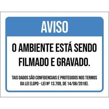 Imagem de Placa Sinalização - Ambiente Filmado Gravado Azul 36X46 - Sinalizo
