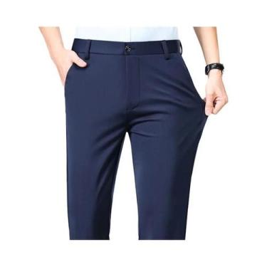 Imagem de Calças De Terno Masculinas plus Size Finas De Verão, Elásticas, Retas 