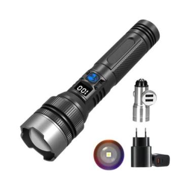 Imagem de Lanterna Tática LED Recarregável Ultra Brilhante Portátil Com Zoom Par