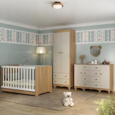 Imagem de Quarto De Bebê Completo Com Berço Americano 3 Em 1 Dengo Multimóveis M