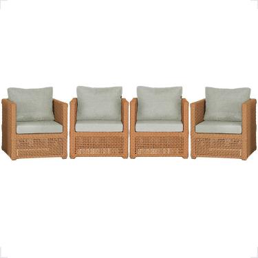 Imagem de Kit 4 Poltronas Madri Alumínio Corda Náutica Estofado Terracota Trama Original