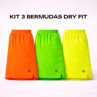 Imagem de Kit 3 Bermudas Masculinas Dry Esportivas Academia Treino Futebol Conforto Performance Luzzoo Premium-Masculino