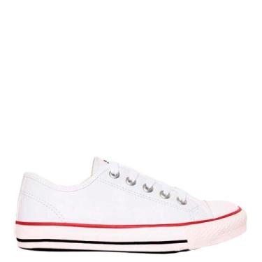 Imagem de Tênis Street Basket Classic Feminino Branco Vermelho Preto, 36, Branco