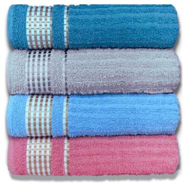 Imagem de Kit 4 Toalhas De Banho Caneladas Gigante Banhão 70 X 140 Beka Super Absorção