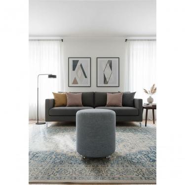 Imagem de Puff Redondo Não é Segredo Linho Cinza Vazado Rodinha 40x45 Nspr03l-r