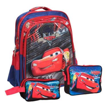Imagem de Kit Mochila Infantil Carros 3d Lancheira Estojo Resistente - Toys 2U