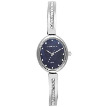 Imagem de Relógio MONDAINE feminino oval prata azul 32749L0MVNM2