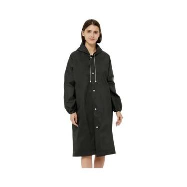 Imagem de Capa De Chuva Unissex Impermeável Longa Com Capuz, Poncho Reforçado Pa