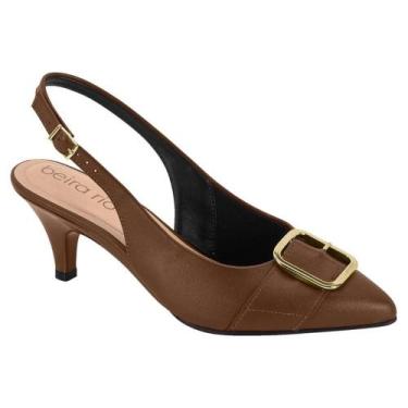 Imagem de Scarpin Beira Rio Slingback Bico Fino Saltinho 4076.1319, Conhaque, 36