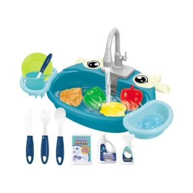 Imagem de Brinquedo De Lava-Louças Elétrico Para Pia De Cozinha Com Água Corrent