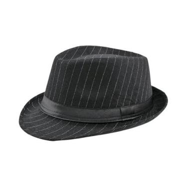 Imagem de Chapéu Fedora Masculino Preto E Branco Listrado Para Primavera E Outon