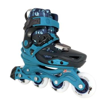 Imagem de Patins traxart x-light azul  ajustavel com rodas de led abec 9, Cinza,