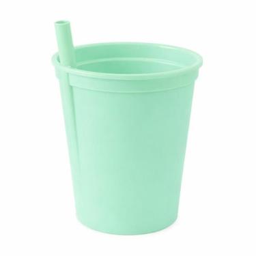 Imagem de Copo Infantil Com Canudo Fixo Sem Tampa 330ml Plasutil Cores -, Verde