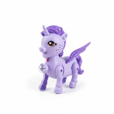 Imagem de Brinquedo infantil Unicórnio de plastico Musical Anda Luz Som com pilh