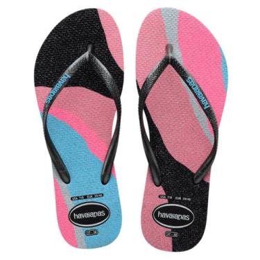 Imagem de Chinelo Havaianas Slim Palette Glow Infantil, Preto, 25-26
