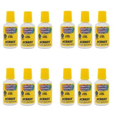 Imagem de Corretivo Líquido Blister 18ml Branco Kit com 12 Unidades - Acrilex