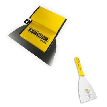Imagem de Kit Desempenadeira Flexível De Aço Inox Evolution 16 Ou 25cm Com Espát