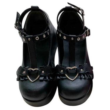 Imagem de Sapatos femininos CELNEPHO Mary Jane Platform Pumps B-Black