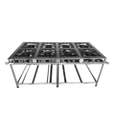 Imagem de Fogão 8 Bocas Industrial a Gás Linha Luxo Baixa Pressão 40x40cm P8 Ino