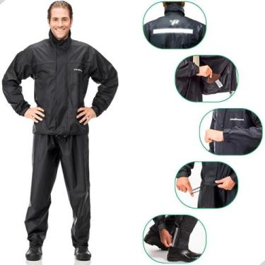 Imagem de Capa Chuva Nylon Pantaneiro para Motoqueiro Conjunto Impermeável com B