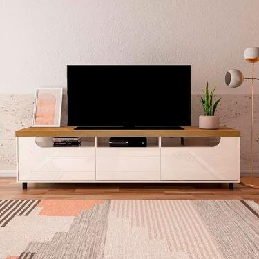 Imagem de Rack para TV Mercury 75 Polegadas 200cm MDF MDP com Portas Basculantes Pinho com Off White Artely