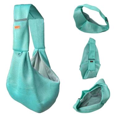 Imagem de Bolsa de Transporte Pet Leva Pra Casa BSL3907 Canguru Sling Cães e Gatos Pequeno Porte Verde