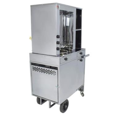 Imagem de Carrinho de Churrasco Grego R2 66433 Inox com Baú de Mantimentos e Porta de Vidro R2 Máquinas e Equipamentos