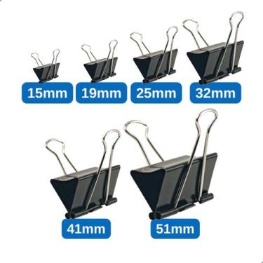 Imagem de Kit 12 Unidades Clips Borboleta Prendedor De Papel Binder 15/19/25/32/