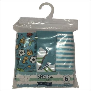 Imagem de Kit 3 Cuecas Slip Infantil Algodão Menino