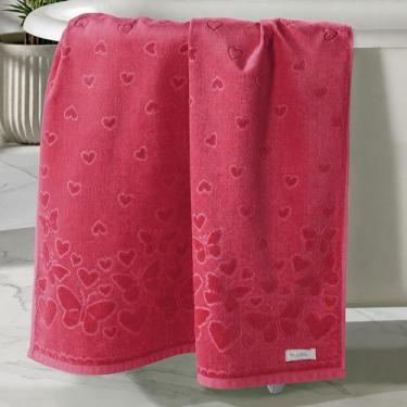 Imagem de Toalha de Rosto Velour Jacquard Döhler Romance Cereja - Dohler