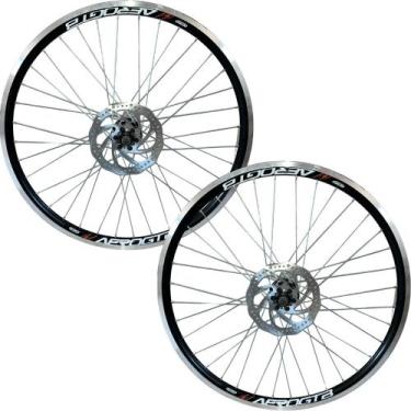 Imagem de Par Roda Aro 26 Bicicleta A Disco Dianteiro e traseiro Completo - Moto