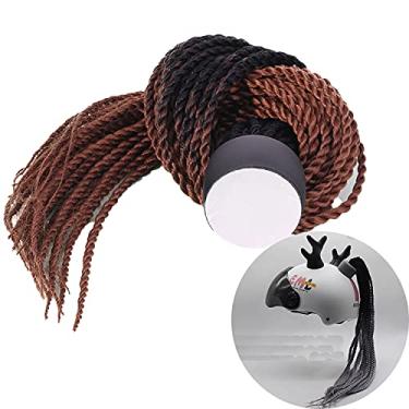 Imagem de Capacete de motocicleta Chifres do Diabo,Estilo de trança suja Decoração de trança para par de motos de snowboard (Black Curry)