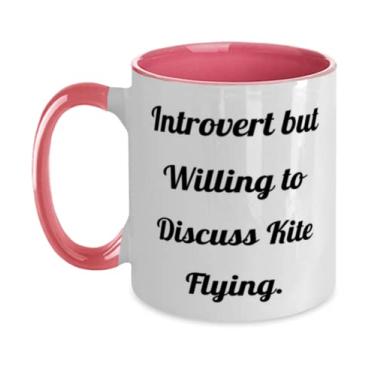 Imagem de Presente voador de pipa, Introvert mas discutir pipa voando, pipa voando em dois tons 325 ml Caneca de
