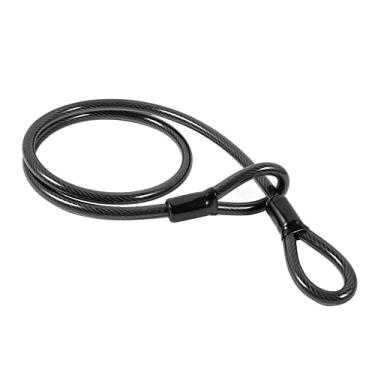 Imagem de Fancyes Cabo de aço para de segurança 12 mm de espessura flexível, laço resistente trançado 4 pés de segurança revestido com cabo de , Preto