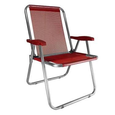 Imagem de Cadeira Max Alumínio Praia Piscina Camping Até 140 Kg - Zaka - Vermelho