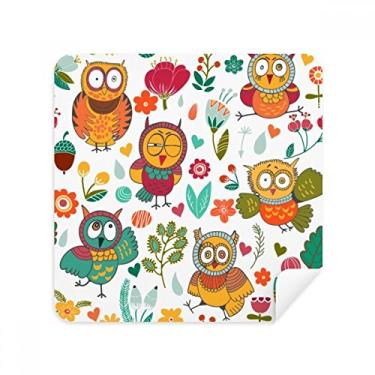 Imagem de Flores Plantas Corujas Pintura à mão Óculos Pano Limpador de tela Tecido Camurça Pacote com 2