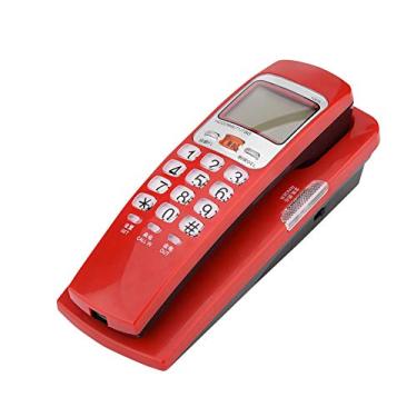 Imagem de Telefone com fio vermelho retrô Diyeeni com visor de identificação de chamada, telefone com fio DTMF/FSK Dual Mode Flash e função de rediscagem, telefone fixo para escritório de escola familiar de hotel, Diyeeni-007