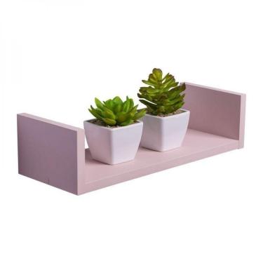 Imagem de Prateleira U 40 X 10cm Rosa Claro Suporte Invisível