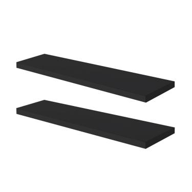 Imagem de Jogo Com 2 Prateleiras Preta 10x60 Mdf Suporte Invisível