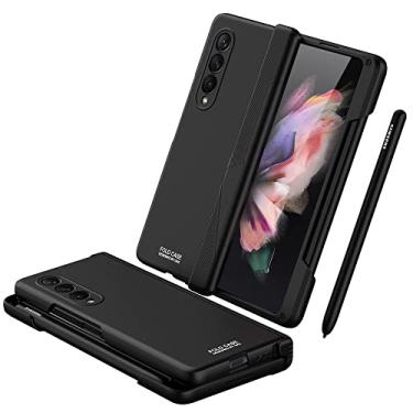 Imagem de For Z Fold 3 Case, Galaxy Z Fold 3 Case with Pen Holder & Tray, Hinge Protection & Matte with Magnetic Protective Heavy Duty Case for Samsung Galaxy Z Fold 3 5G (Black)
