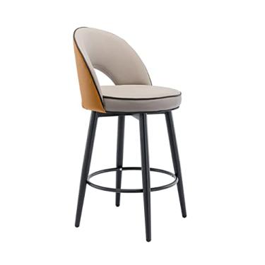 Imagem de Bancos De Bar Cadeira De Altura De Balcão Giratório, Banco De Barra Traseiro Com Cinto De Nappa, Banco De Ilha De Cozinha, Apoio Para Os Pés Redondo Chapeado Preto, Área De Bar, Sala De Estar, Cozinha