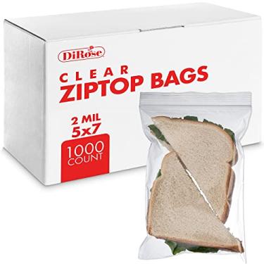 Imagem de Bolsas de plástico transparente com zíper – da DiRose | recarregáveis, fortes, grossas, resistentes, seguras para alimentos | para organização, viagem, envio, embalagem e armazenamento | Volume | tamanhos pequenos, médios e grandes., Case of 1000, 5X7