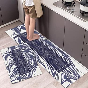 Imagem de Conjunto de tapetes e tapetes de cozinha absorvente tapete de banho macio marroquino antiderrapante tapete de cozinha conjunto de corredor de 2 peças 40,6 x 119,3 cm