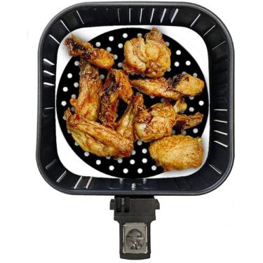 Imagem de Protetor de Silicone Fritadeira Air Fryer Tapete Silicone Universal Antiaderente 20 CM Redondo Preto